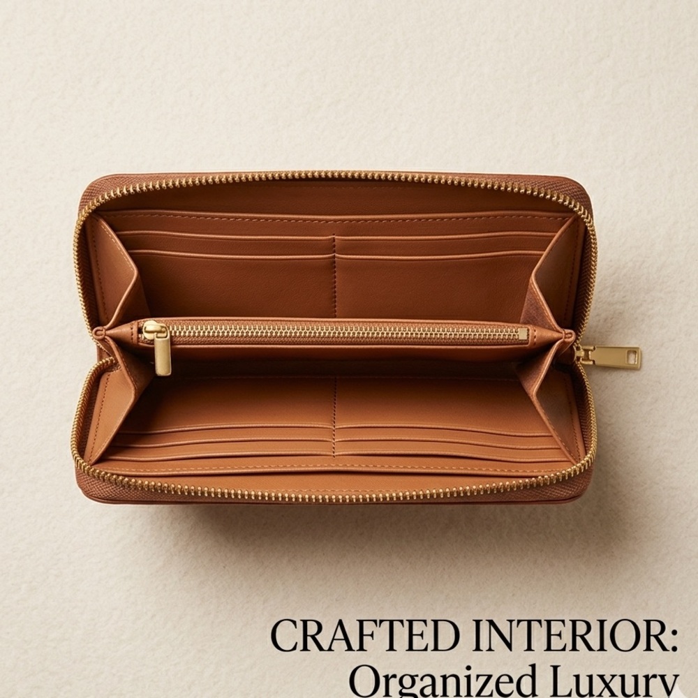 Fossil Croco-Embossed Leather Zip-Around Wristlet Wallet Travel Organizer - Picture 3 of 4